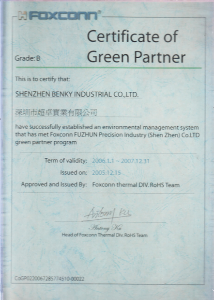 Chiny Shenzhen Benky Industrial Co., Ltd. Certyfikaty